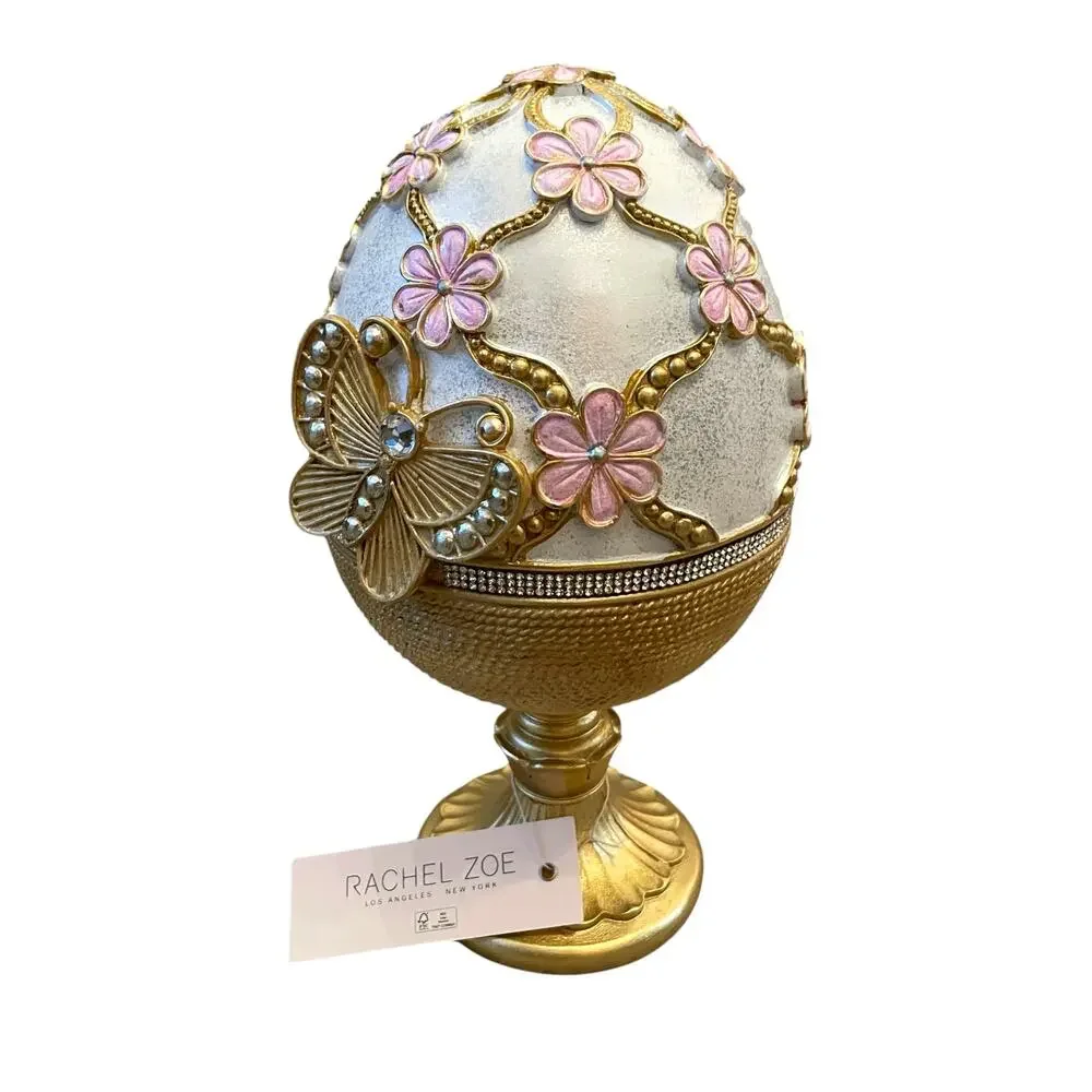 Rachel Zoe Easter Jeweled Rhinestone Embellished 3D Butterfly Pedestal Egg New